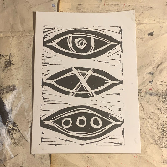 “3 Eyes” Block Print