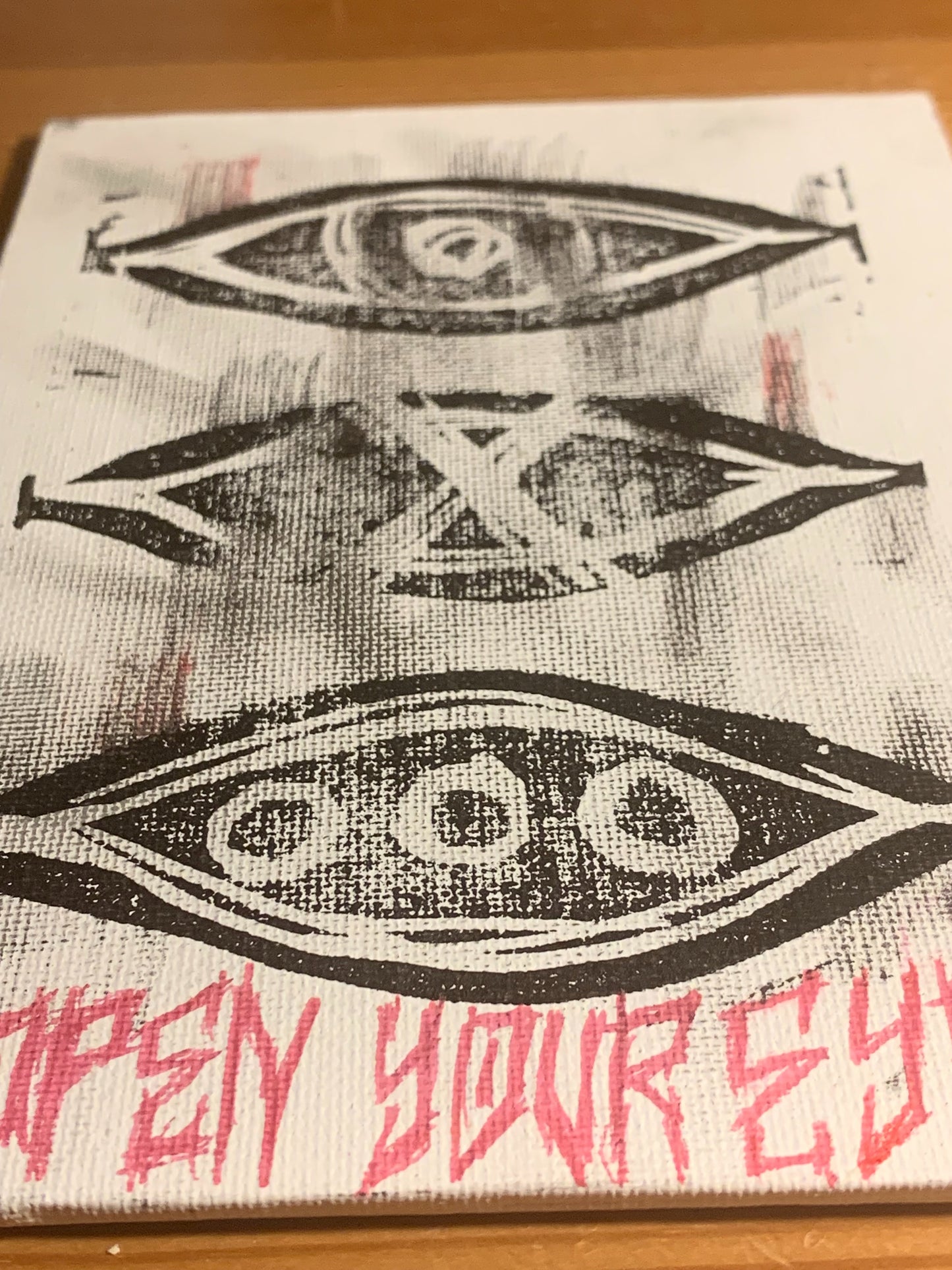 “Open Your Eyes #3” Mixed Media Canvas Panel